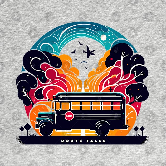 Artistic silhouette of a school bus, Route-Tales by Vehicles-Art